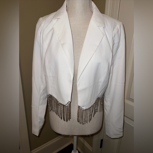 Savanna Jane Woman’s Rhinestone White Jacket Size Small Nash Bash Cowgirl New - Picture 1 of 9